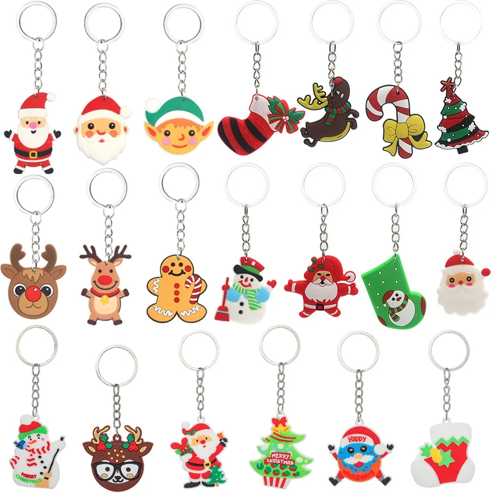 10–30 Stück Cartoon-Weihnachtsthema-Schlüsselanhänger für Weihnachten, Neujahr, Geburtstag, Party, Hochzeit, Karneval, Geschenk, Gedenkfeier Image