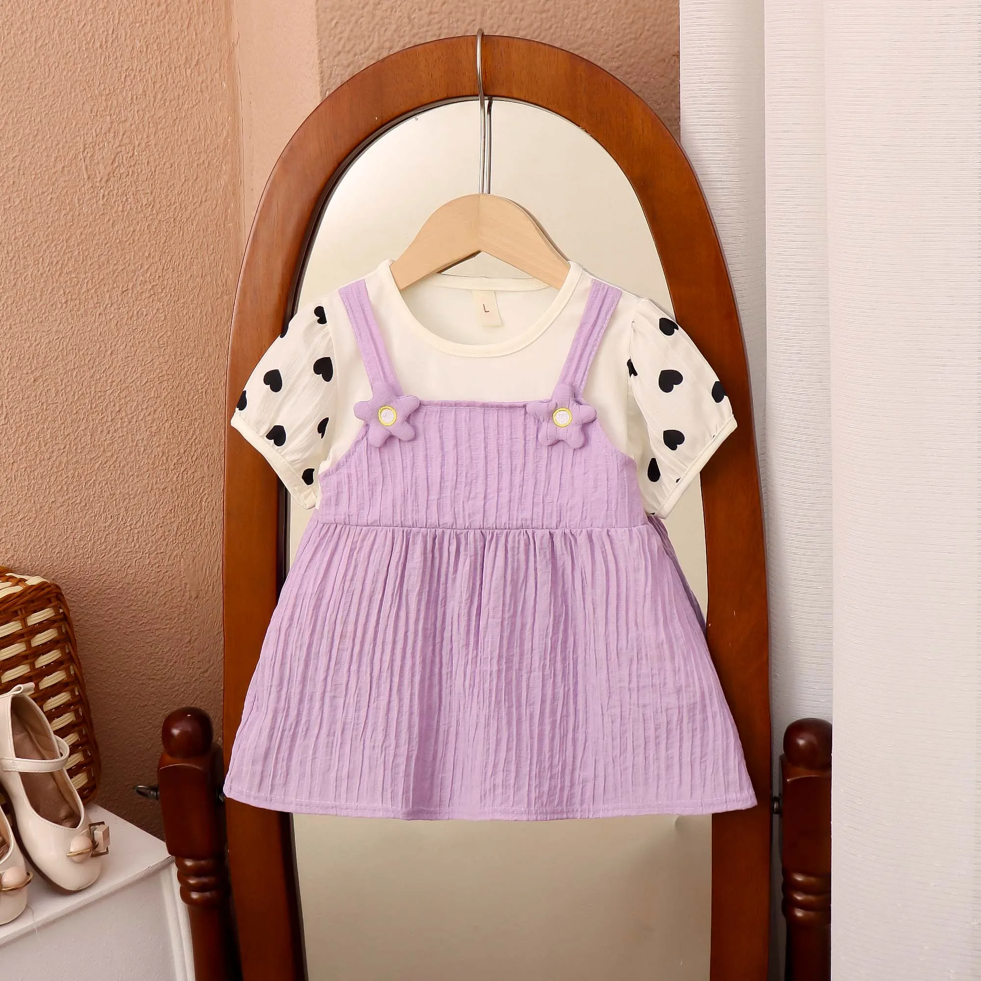 Kindermode Baby Mädchen Kleid Niedliche Blumen Verziert Sommer Baby Kleid Bequemes Baumwollkleid für Kinder Image