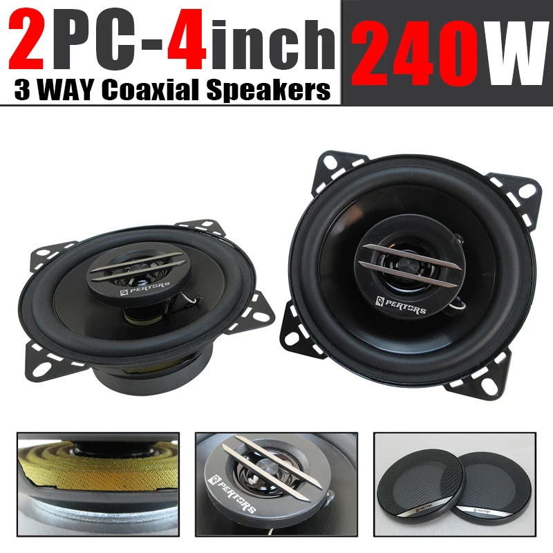 1 paar 4 zoll Auto Audio Lautsprecher 12 V 240 W 2 Weg HiFi Koaxial Subwoofer Modifizierte Lautsprecher volle Frequenz Auto Stereo Lautsprecher Image