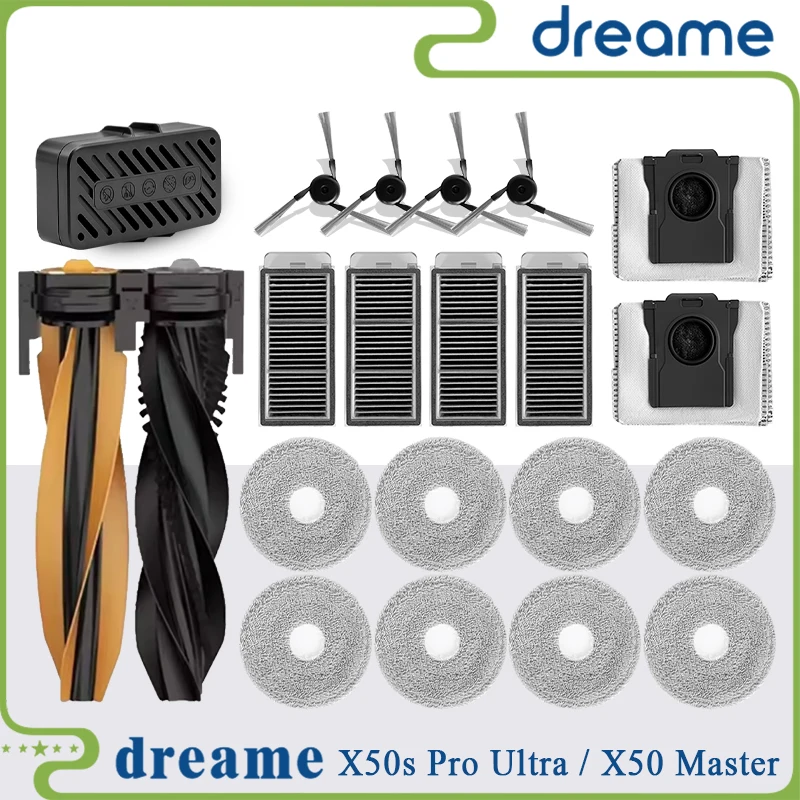 Dreame X50 Master, X50SPro Ultra, X50Ultra Staubsauger Staubbeutel Hauptseitenbürste Hepa-Filter Mopptücher Zubehör Ersatz Image