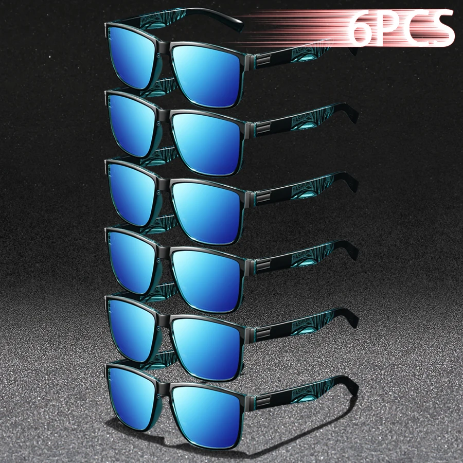 6PCS Mode Klassische Quadratische UV400 Sonnenbrille Männer Frauen Fahren Angeln Bunte Trendy Leichte Outdoor Brille Image