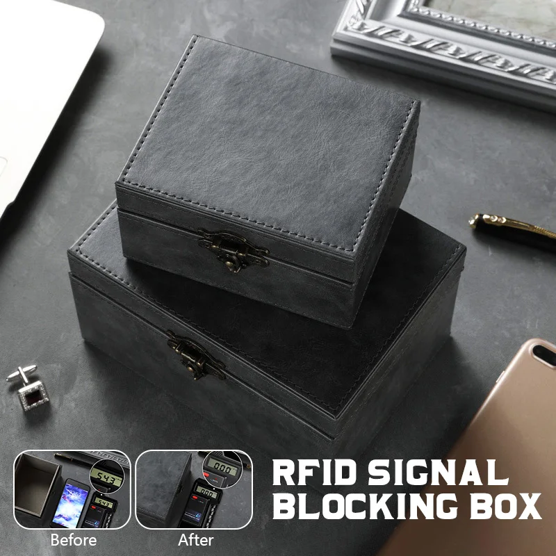 Faraday RFID Signal Blocker Anti-Diebstahl Box Schutz Strahlung-proof Sicherheit Auto Schlüssel Lagerung Box Auto Innen Zubehör Image