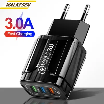 18W 3 Ports USB Charger Fast Charging Universal Mobile Phone Chargers For iPhone 15 Xiaomi Samsung Quick Charge 3.0 Wall Adapter
