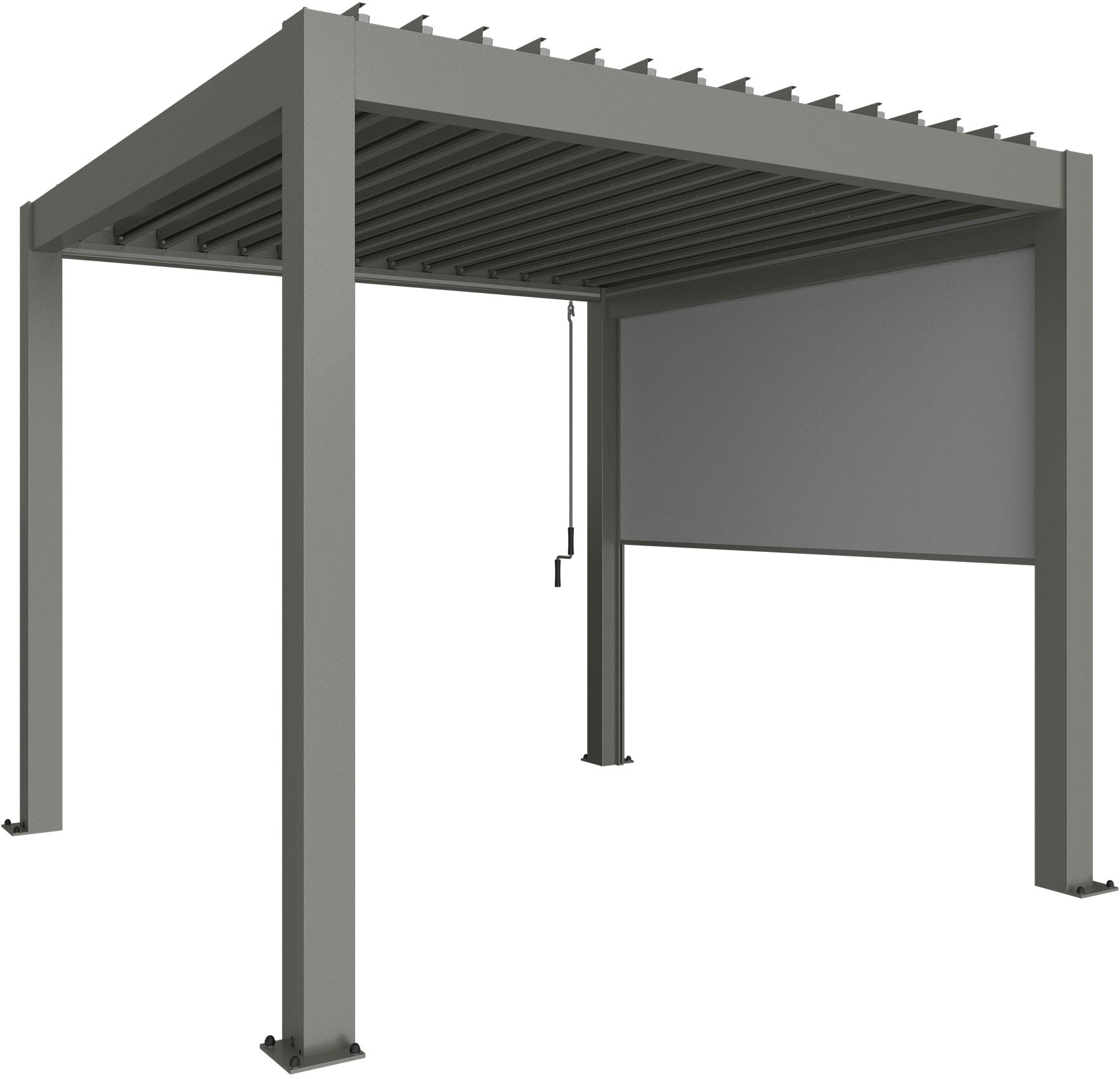 Rollo BIOHORT "Sonnenschutz für 3,5m-Seite von biohort Pergola", grau (quarzgrau, metallic), Kunststoff, Rollos, Sonnen- und Blendschutz mit ZIP-Funktion, stufenlos verstellbar