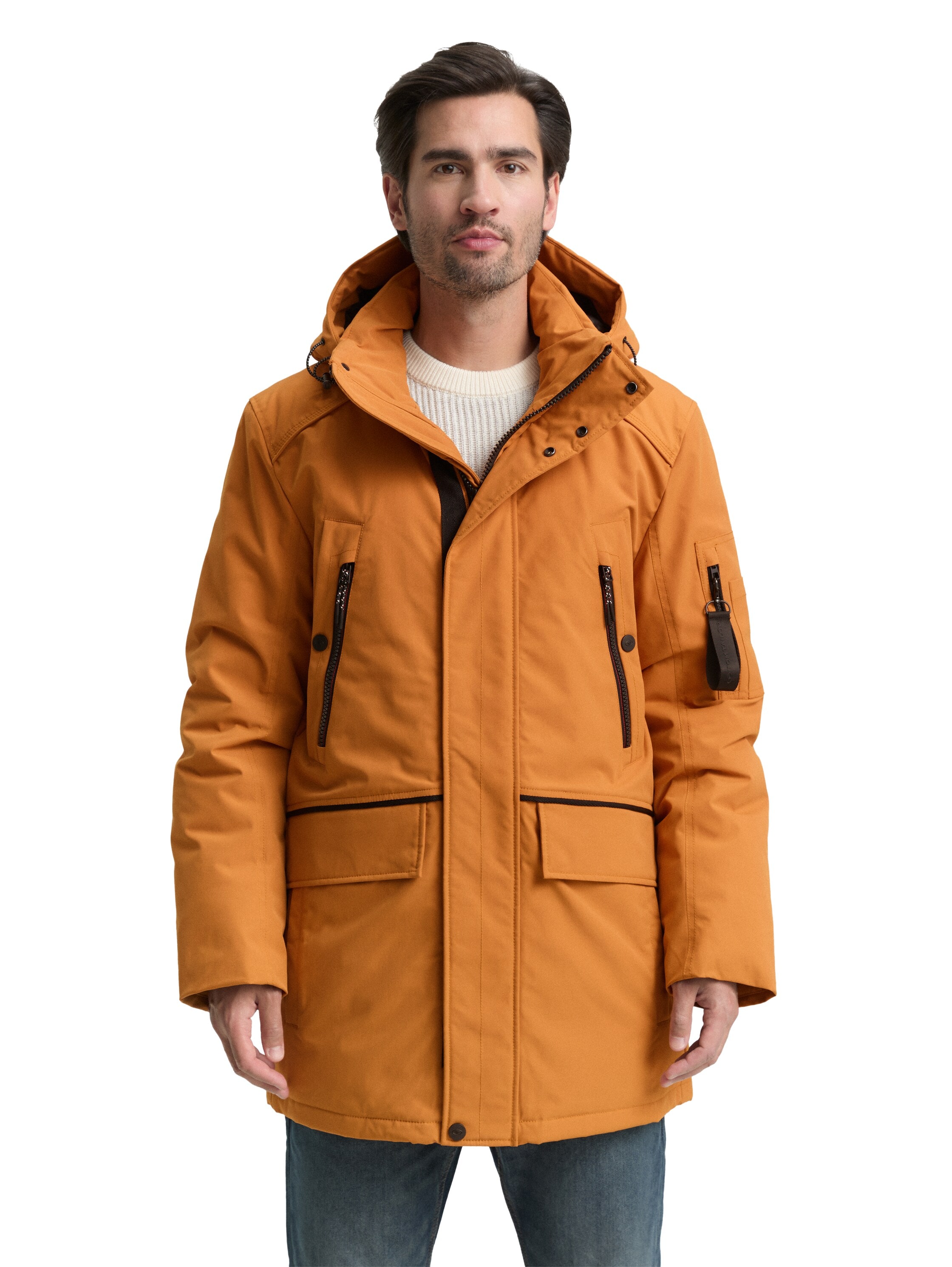 Funktionsmantel TOM TAILOR, Herren, Gr. S, braun (peanut butter braun), Web, Obermaterial: 100% Polyester. Futter: 100% Polyester, unifarben, regular fit taillenbedeckt, Mäntel, mit Logo Anhänger
