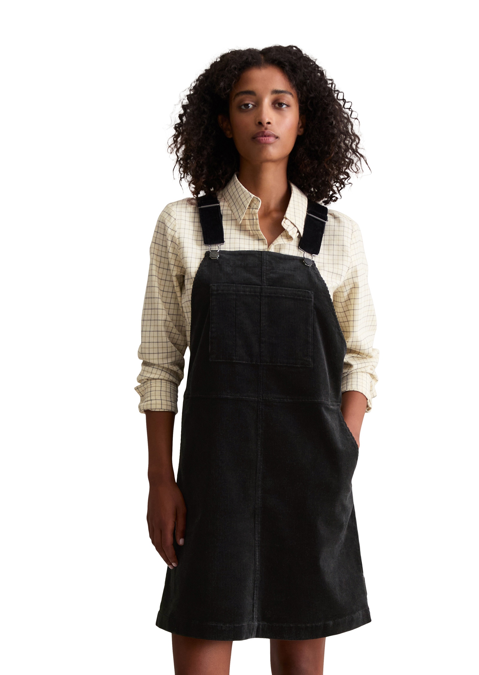 Minikleid MARC O'POLO DENIM "aus elastischem Organic Cotton-Mix", Damen, Gr. M, Normalgrößen, schwarz, Obermaterial: 98% Baumwolle, 2% Elasthan; Futter: 100% Nicht verfügbar, unifarben, weit kurz, Kleider Image
