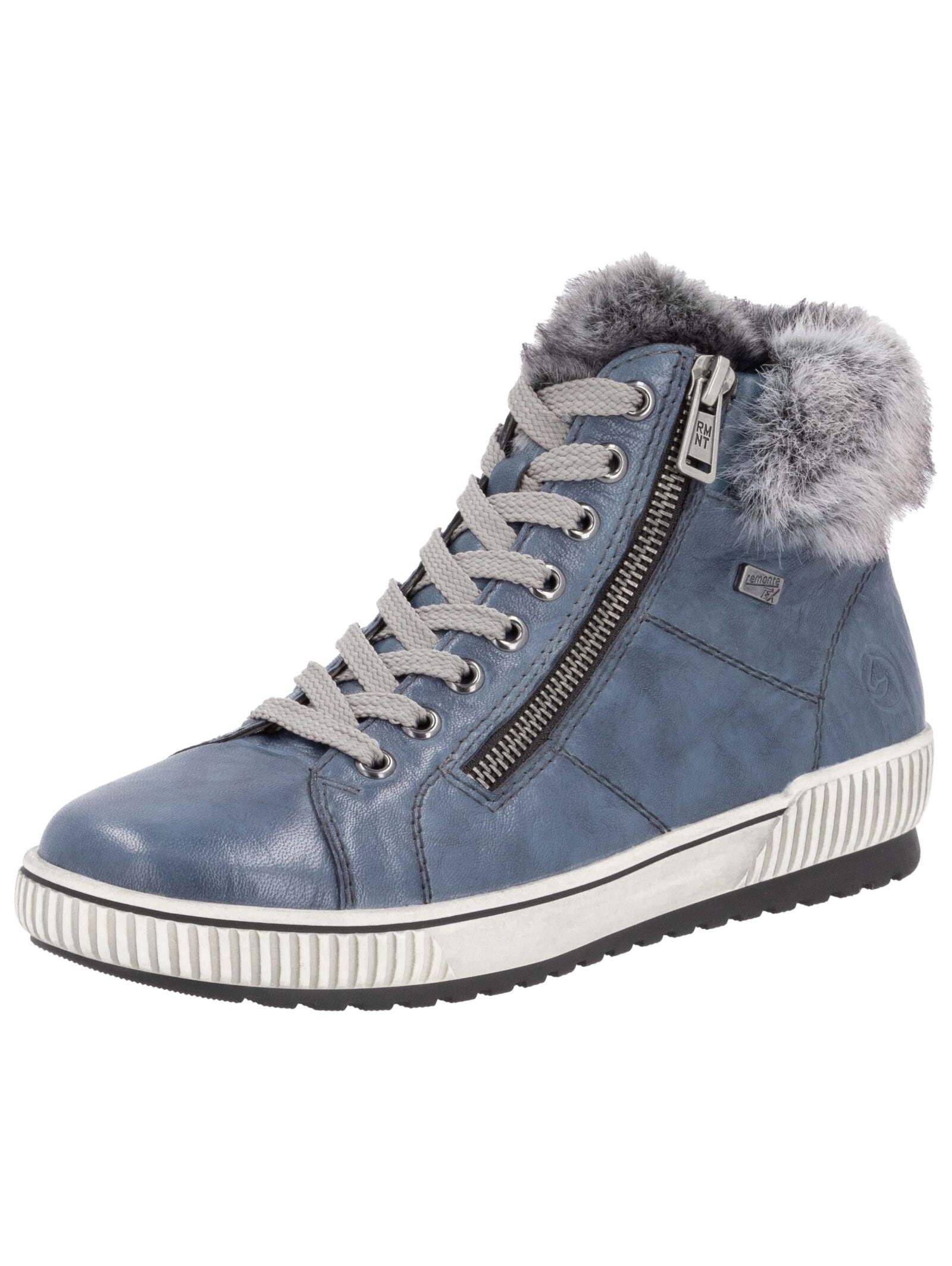 Sneaker REMONTE "Remonte Sneaker Leder/Textil", Damen, Gr. 38, blau (blau, grau), Leder, Textil, Schuhe