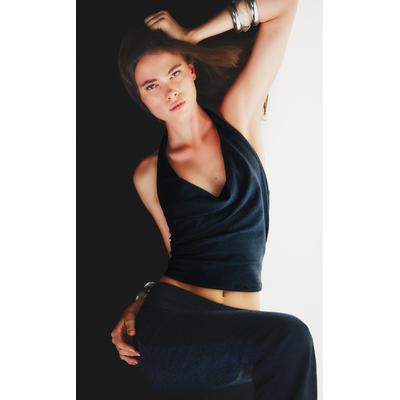 Bershka Halter Top With Cowl Neckline Women L Navy