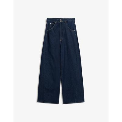 Bershka Wide-Leg Jeans With Crossover Waist Women 08 Navy