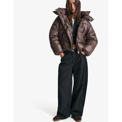 Bershka Water-Repellent & Thermal Insulation Puffer Jacket Women L Brown