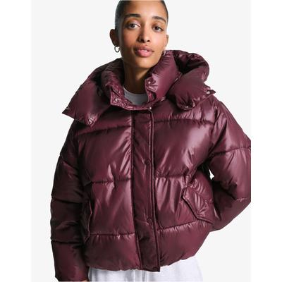 Bershka Water-Repellent & Thermal Insulation Puffer Jacket Women S Burgundy