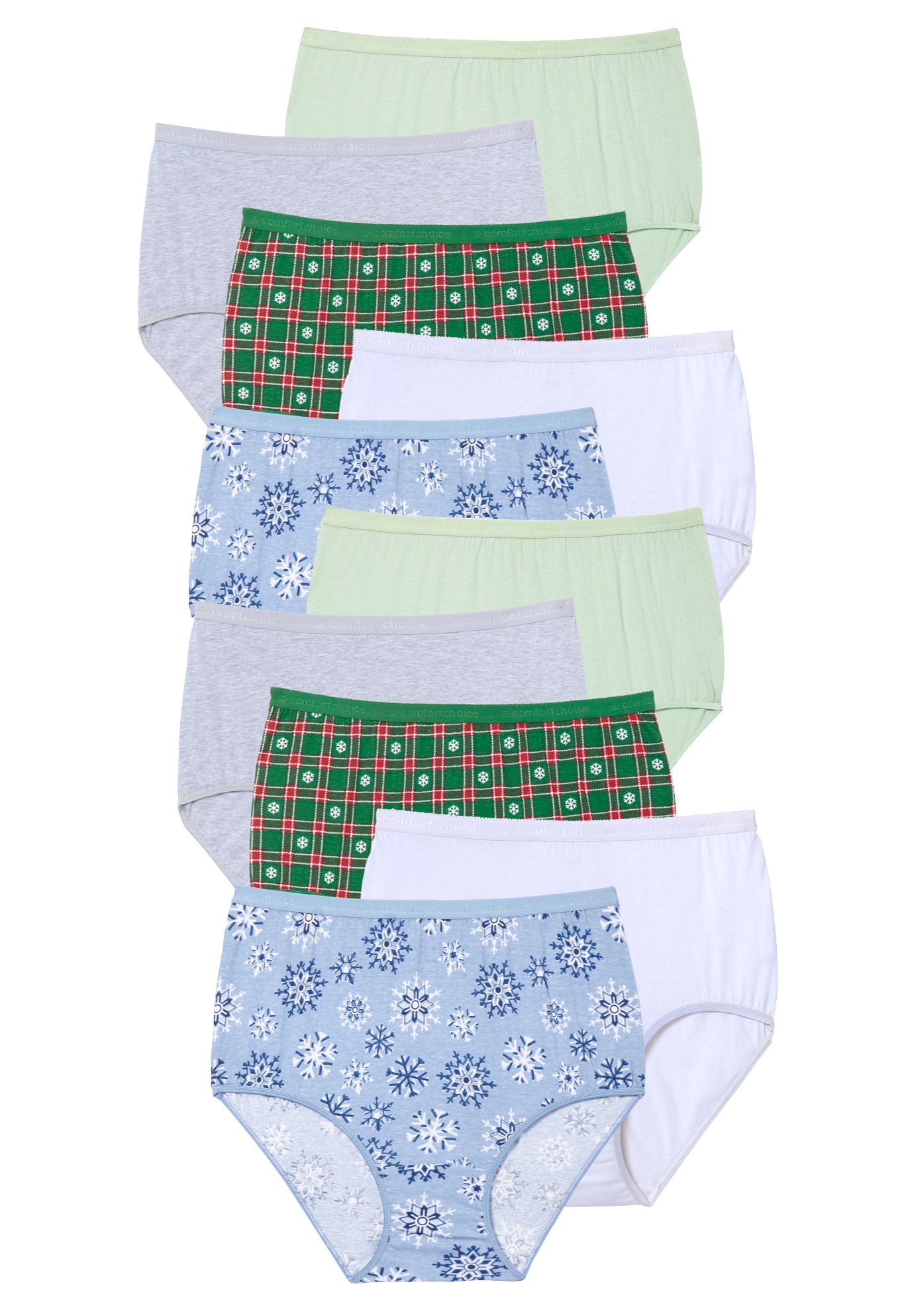 Plus Size Women's Full Coverage Cotton Brief 10-Pack by Comfort Choice in Snowflake Pack (Size 10)