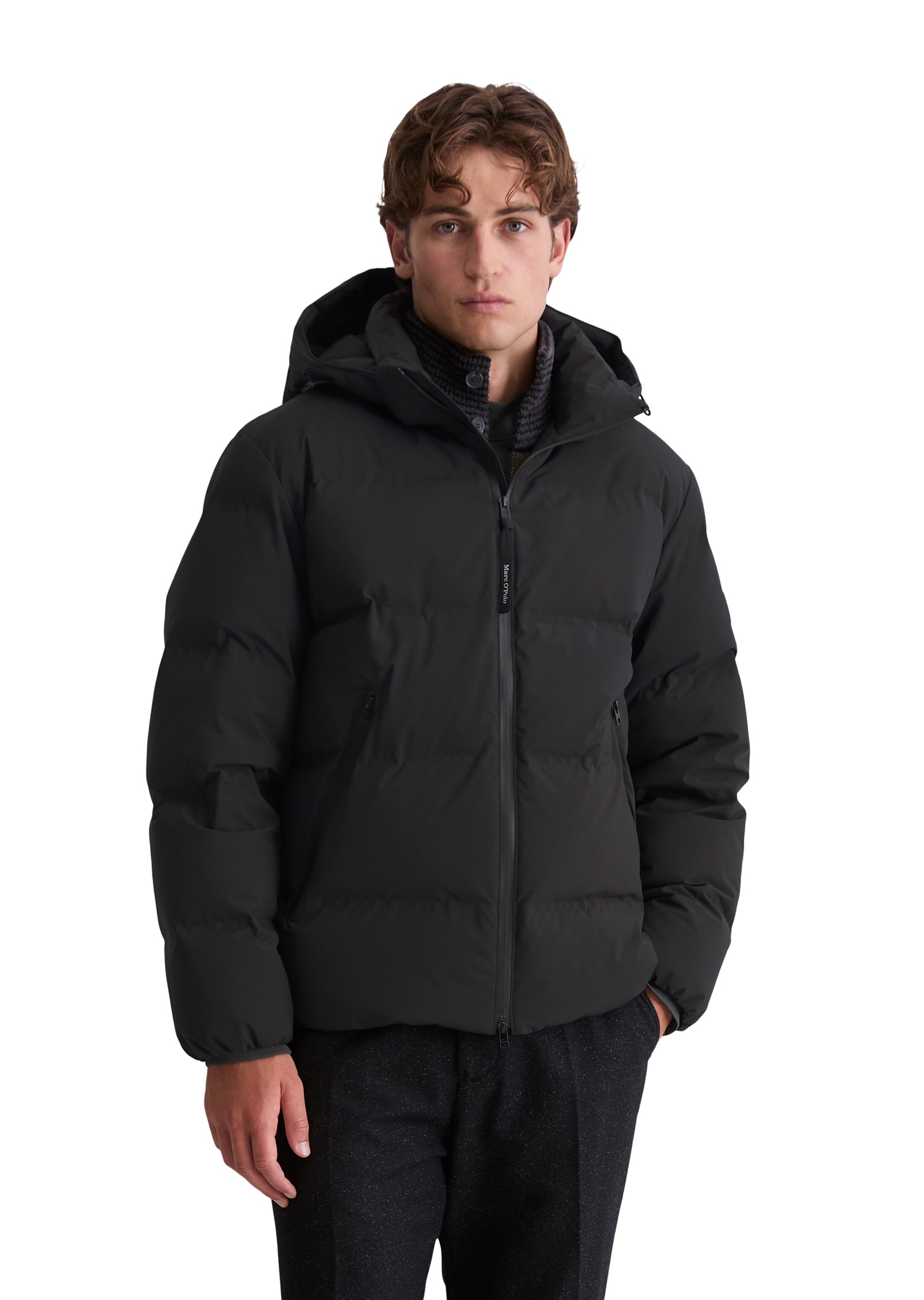 Outdoorjacke MARC O'POLO "aus wasserdichtem 2-Layer-Performance-Fabric", Herren, Gr. 3XL, schwarz, Obermaterial: 80% Polyester, 20% Polyurethan; Füllung: 70% Daune, 30% Feder; Futter: 100% Polyamid, unifarben, regular fit, elastischer Bund, Jacken Image