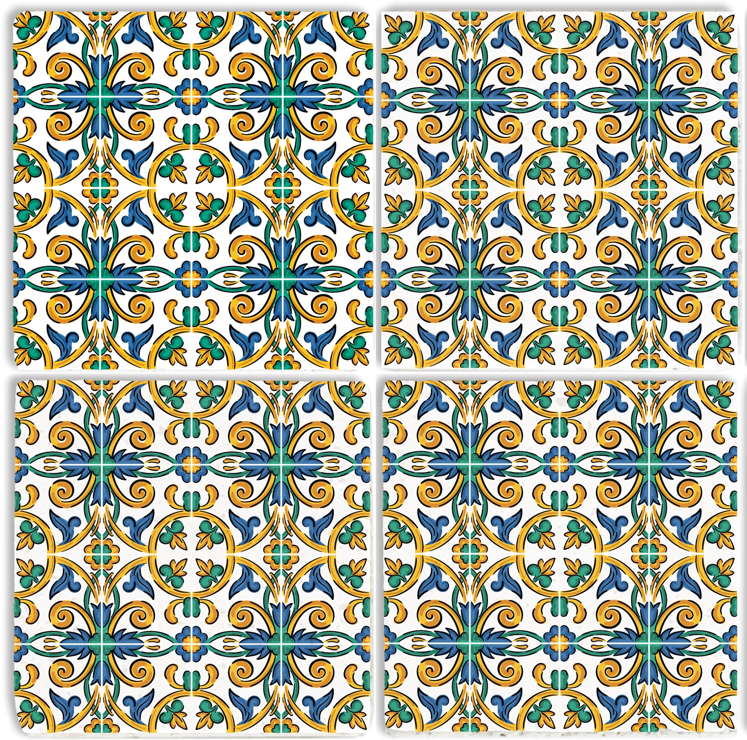 Getränkeuntersetzer QUEENCE "Grün Türkis Mosaik Motiv Fliesen Steine", bunt, B:10cm H:10cm T:1cm, Naturstein, Untersetzer, Mosaik Set Topfuntersetzer Naturstein Untersetzer 10x10x1cm Image