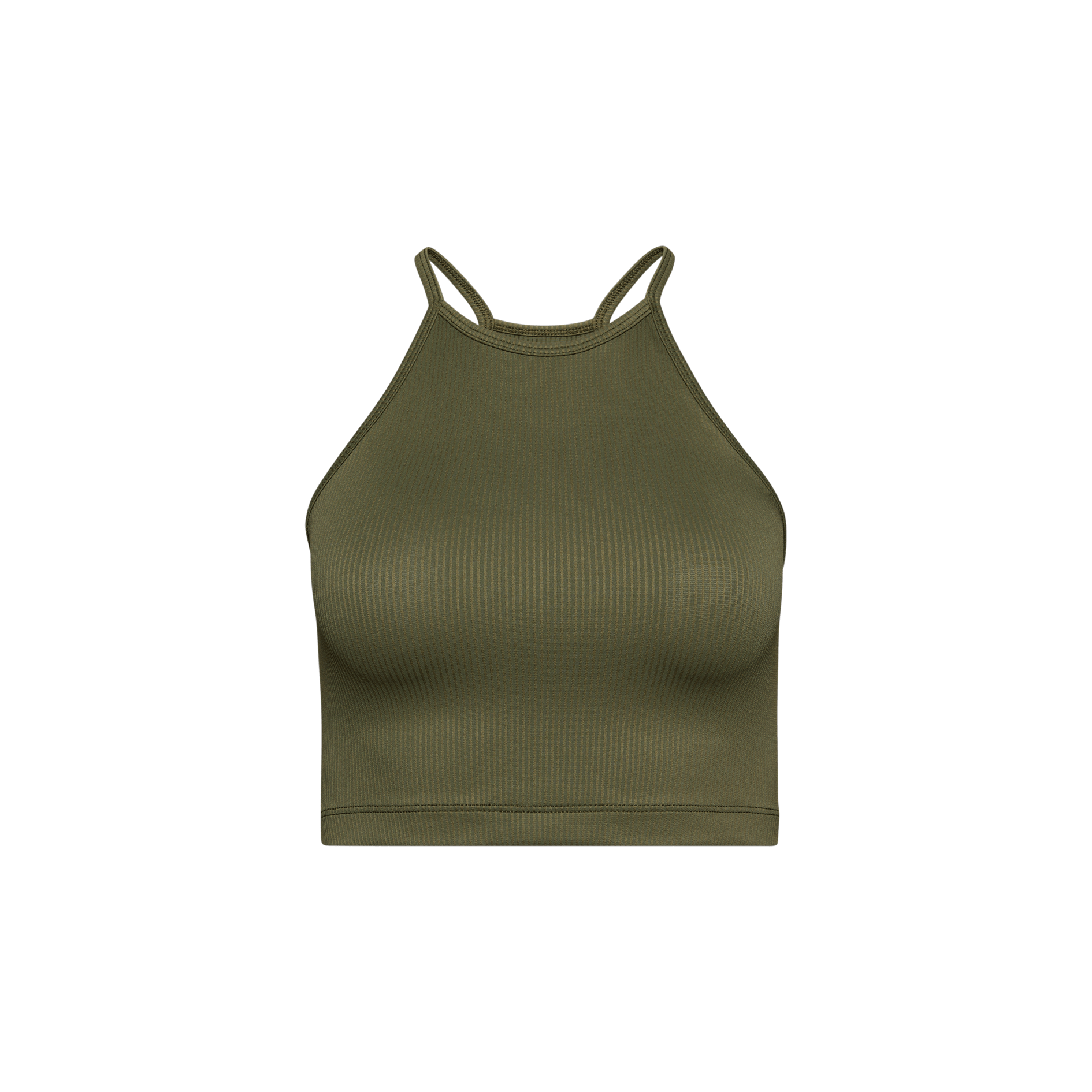 NOBULL - Women's Ribbed Halter Crop Tank - Army Green