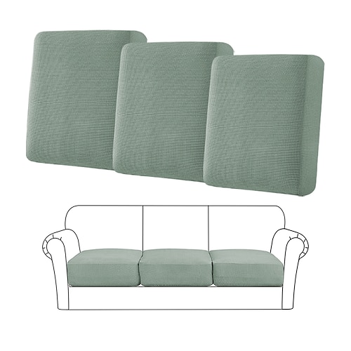 Copridivano elasticizzato da 3 pezzi/1 set, copridivano elastico per poltrona a 3 posti, grigio, tinta unita, morbido, resistente, lavabile