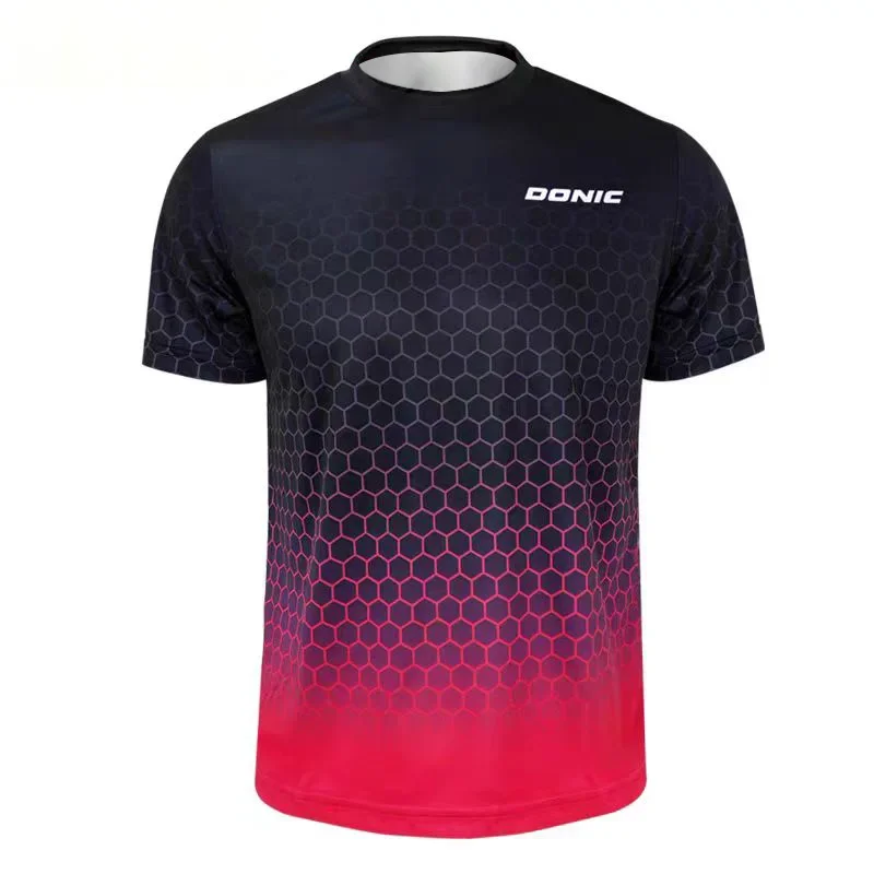 T-shirt da ping pong da uomo nuova con stampa 3D T-shirt da badminton traspirante estiva da uomo T-shirt da ping pong a maniche corte ad asciugatura rapida