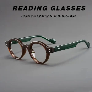 Hochwertige neue Retro-Lesebrille mit rundem Rahmen, Anti-Blaulicht, japanischer Smart-Zoom für lange und nahe Uhr Image