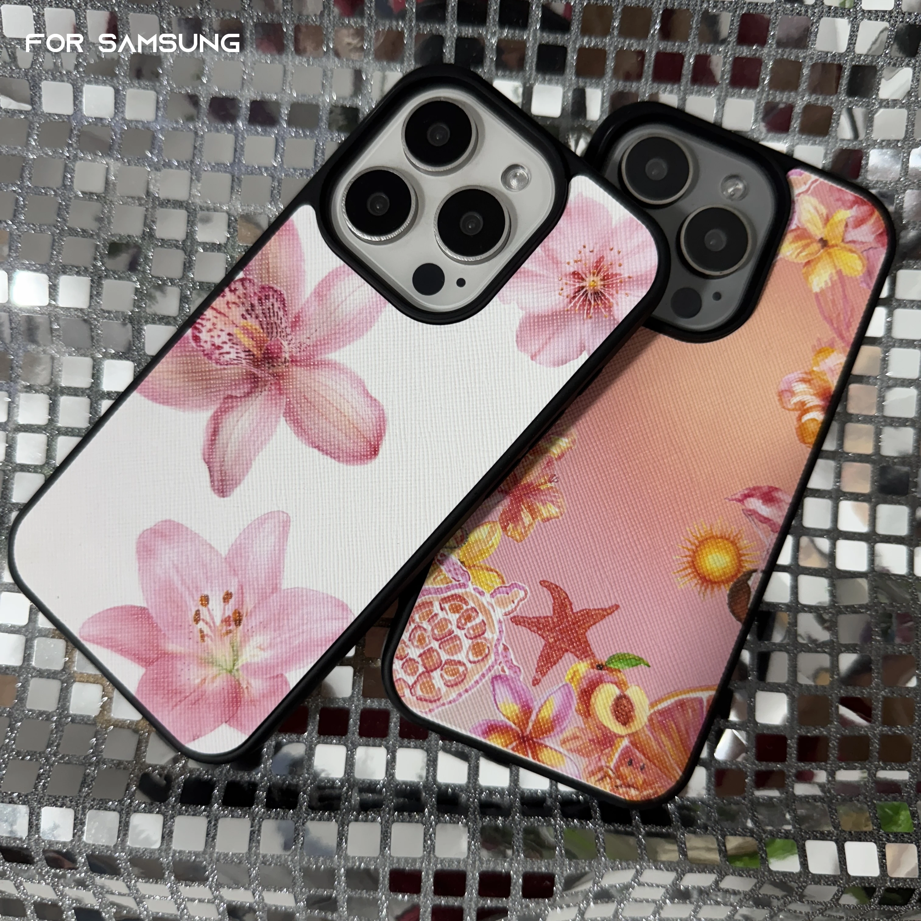 Schöne Blume Kreuz Leder Handyhülle für Samsung Galaxy S25 24 23 Ultra Plus Cover Luxus Anti Drop Funda süße Hüllen Carcasa Image