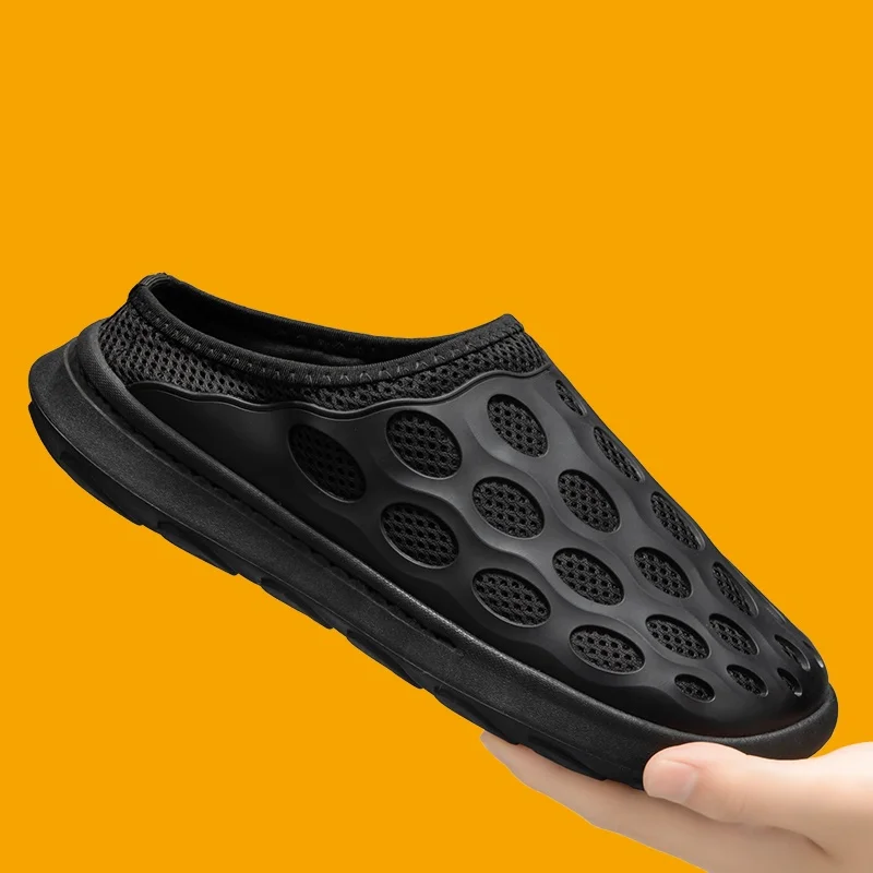 Atmungsaktive Männer Casual Schuhe Sommer Halbe Hausschuhe Outdoor Mann Müßiggänger Plattform Mesh Bequeme Leichte Walking Turnschuhe