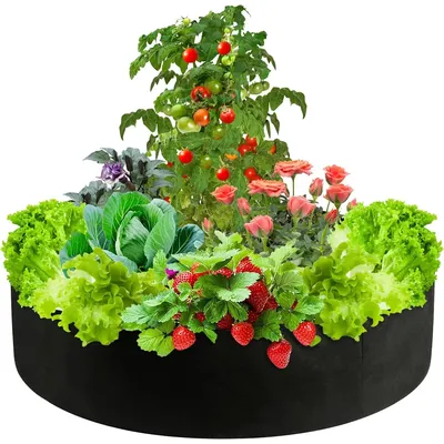 Plant Grow Bags Heavy Duty Fabric Raised Garden Planting Bed Round Breathable Felt Planting Container for Vegetables Flower Herb