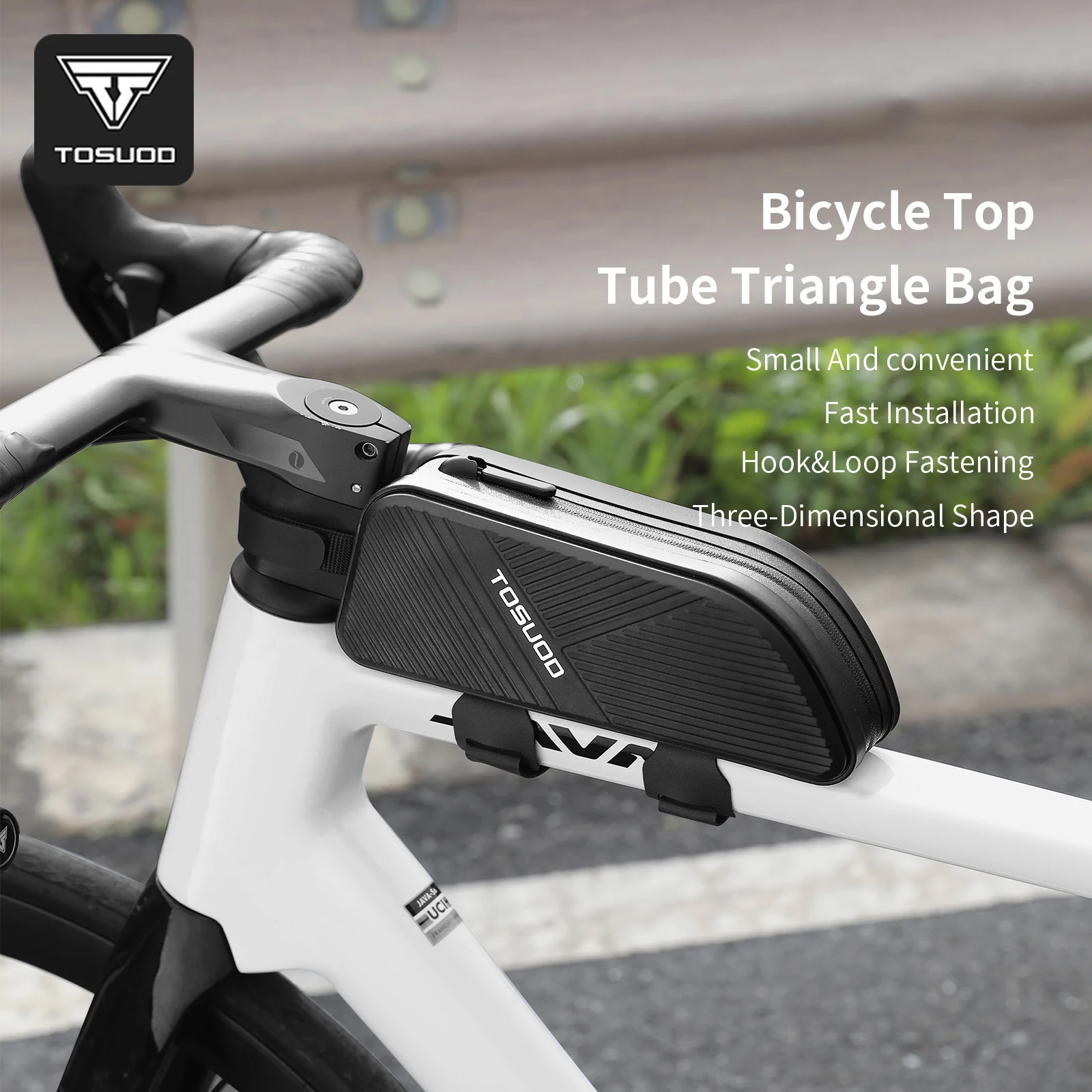 TOSUOD Fahrrad-Oberrohrtasche, 1,2 l Fassungsvermögen, Leder-Fahrradtasche, nahtloser Faden ohne Nadellöcher, kleine und praktische Fahrradtasche Image
