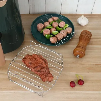 Air Fryer Edelstahl Rack Tablett & Dampfenden Racks Air Fryer Werkzeuge Backform BBQ Gril Backen Herd Zubehör Kochen Werkzeuge