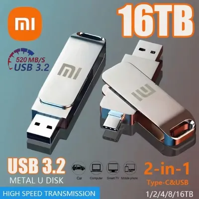 Xiaomi USB 3.2 16 TB USB-Flash-Laufwerk Speicher Typ-C 2-in-1 8 TB 4 TB OTG Pendrive 2 TB Hochgeschwindigkeits-Flash-Disk 1 TB für Computer Laptop