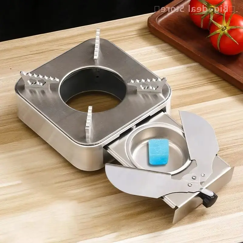 Mini-Alkoholkocher, ausziehbarer Campingkocher aus Edelstahl mit verstellbarer Feuerkraft, Schublade, Outdoor, Wandern, Kochen, Alkoholkocher Image