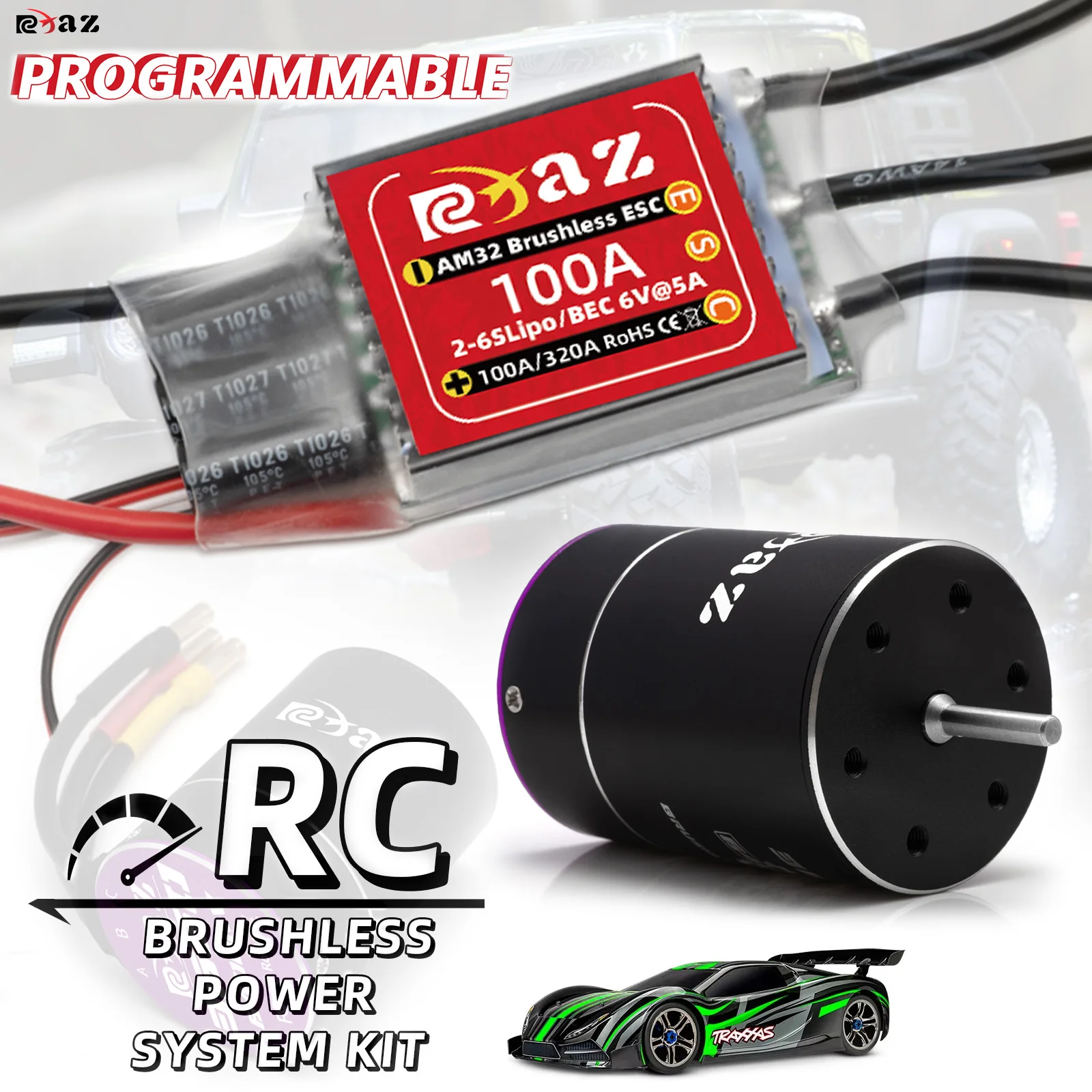 RC 3650 Bürstenloser Motor AM32 100 A ESC-Kit, geeignet für Axial Traxxas TRX4 RC Crawler 1/10 Autozubehör Toy Truck Tank 3650 Image