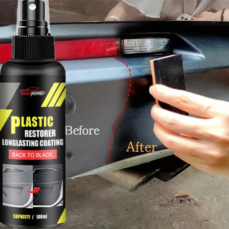 Auto-Kunststoff-Restaurator, zurück zu schwarz, glänzender Kunststoff-Renovierer, langlebige Beschichtung, Leder, Wiederherstellung von Autopolitur-Reinigungsprodukten Image