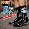 7 Paar neue Anime lange Halloween-Männersocken, neuartige Paare, Cosplay-Socken, Persönlichkeit, Hip Hop, fröhliche lustige Socken für Frauen, Größe 36–44