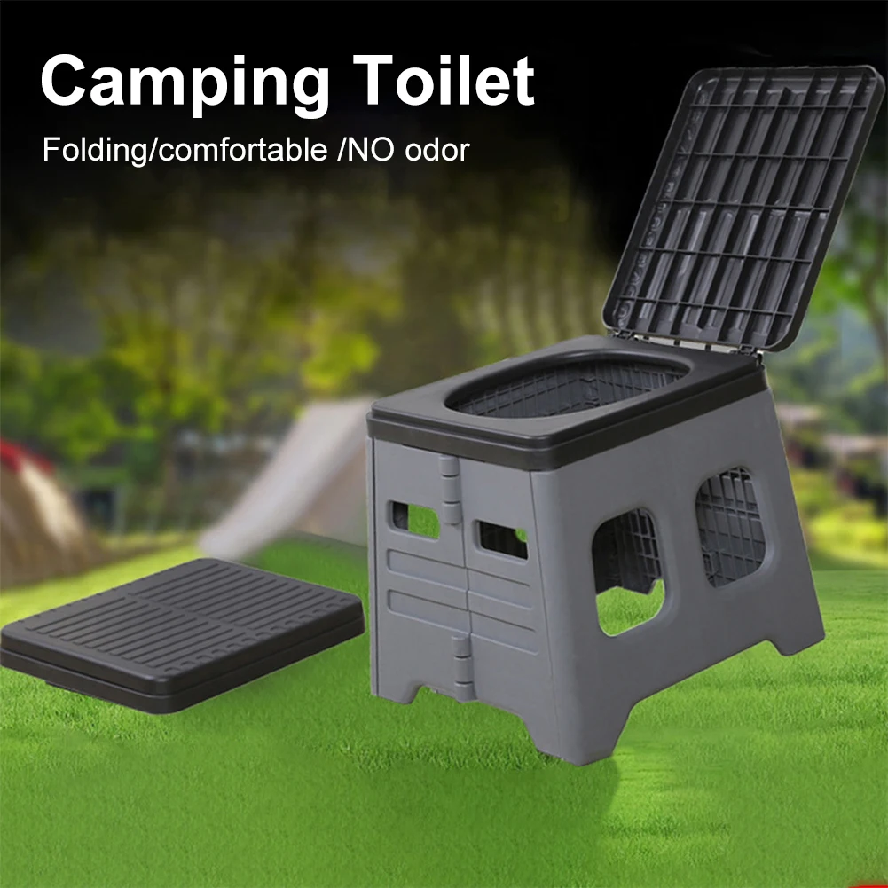 Tragbarer, zusammenklappbarer Toilettensitz mit optionalen Müllsäcken, Outdoor-Camping, multifunktionale Toilette, Reise, faltbares Notfall-Töpfchen