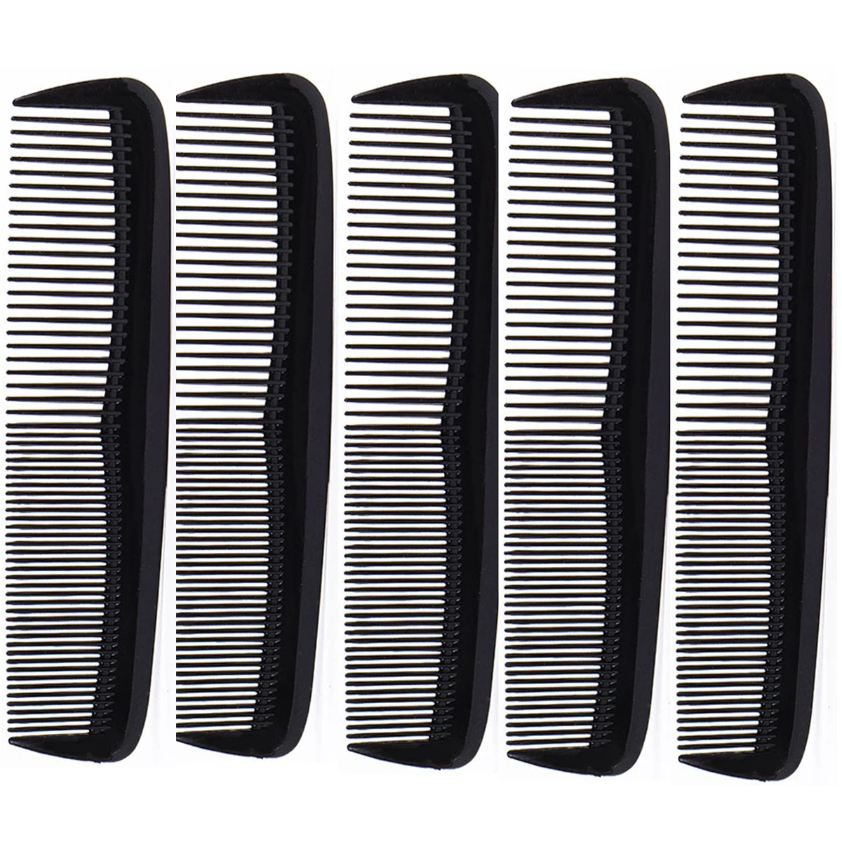 5 Stück schwarzer Haarstyling-Kamm, Haarkamm mit feinen Zähnen, hitzebeständiger Kamm, doppelköpfiger Haar-Styling-Kamm Image