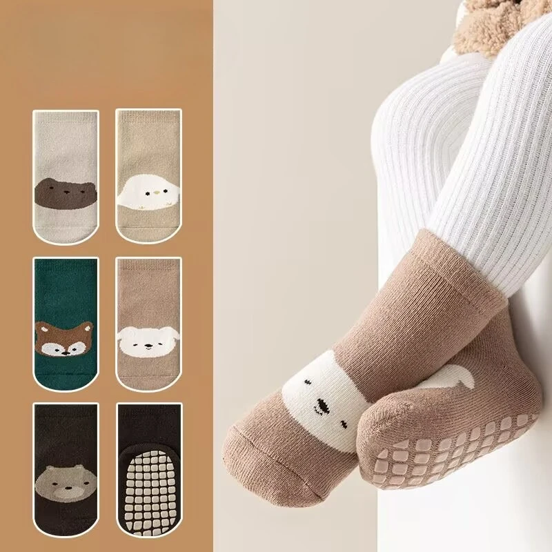 0-3 Jahre Indoor Kinder Kleinkind Anti-Rutsch-Boden Niedliche Cartoon-Babysocken Neugeborene Jungen Mädchen Vier Jahreszeiten Baumwollsocken Image