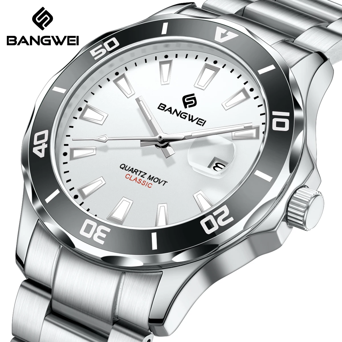 BANGWEI Luxus Marke Business Männer Uhren Leuchtende Wasserdichte Männliche Uhr Kalender Mann Quarz Armbanduhren Relogio Masculino + Box Image