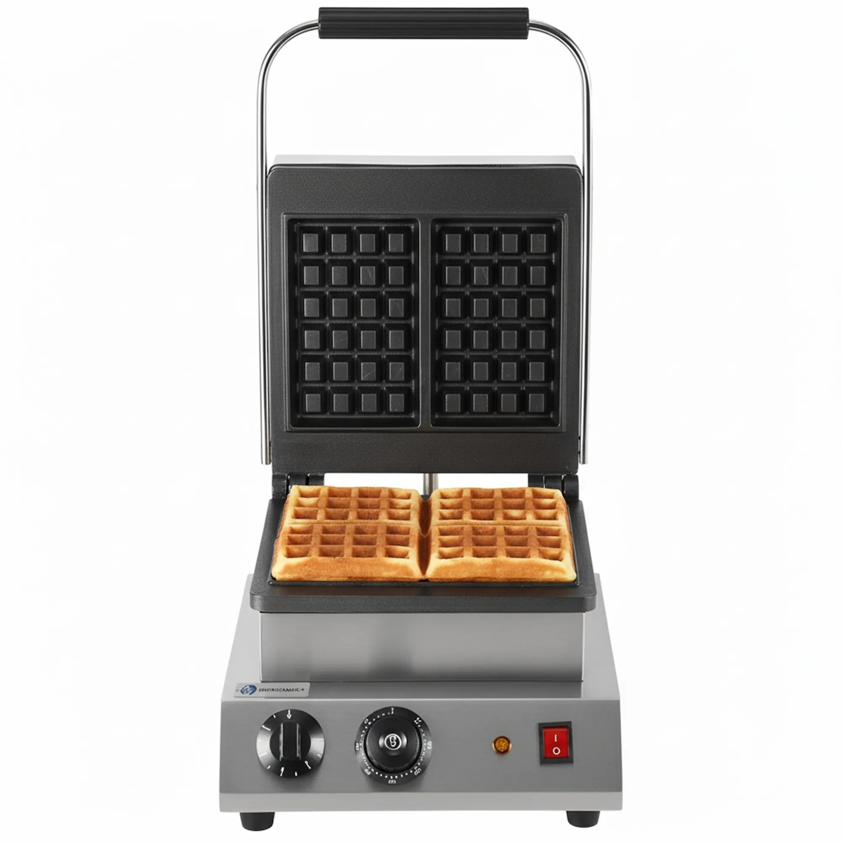 WORLDMAI elektrisches Waffeleisen für zwei rechteckige Waffeln für die Gastronomie. INOX-Waffelmaschine mit Antihaftbeschichtung. Image