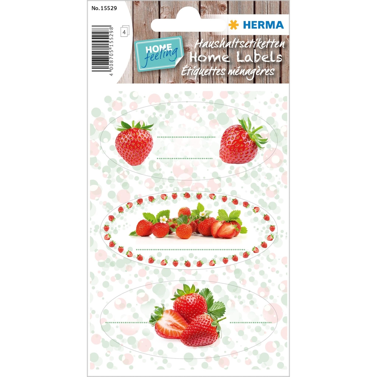 Herma Etiketten für den Haushalt 76 x 35 mm Erdbeere 4 Bl 12 Etik. Image