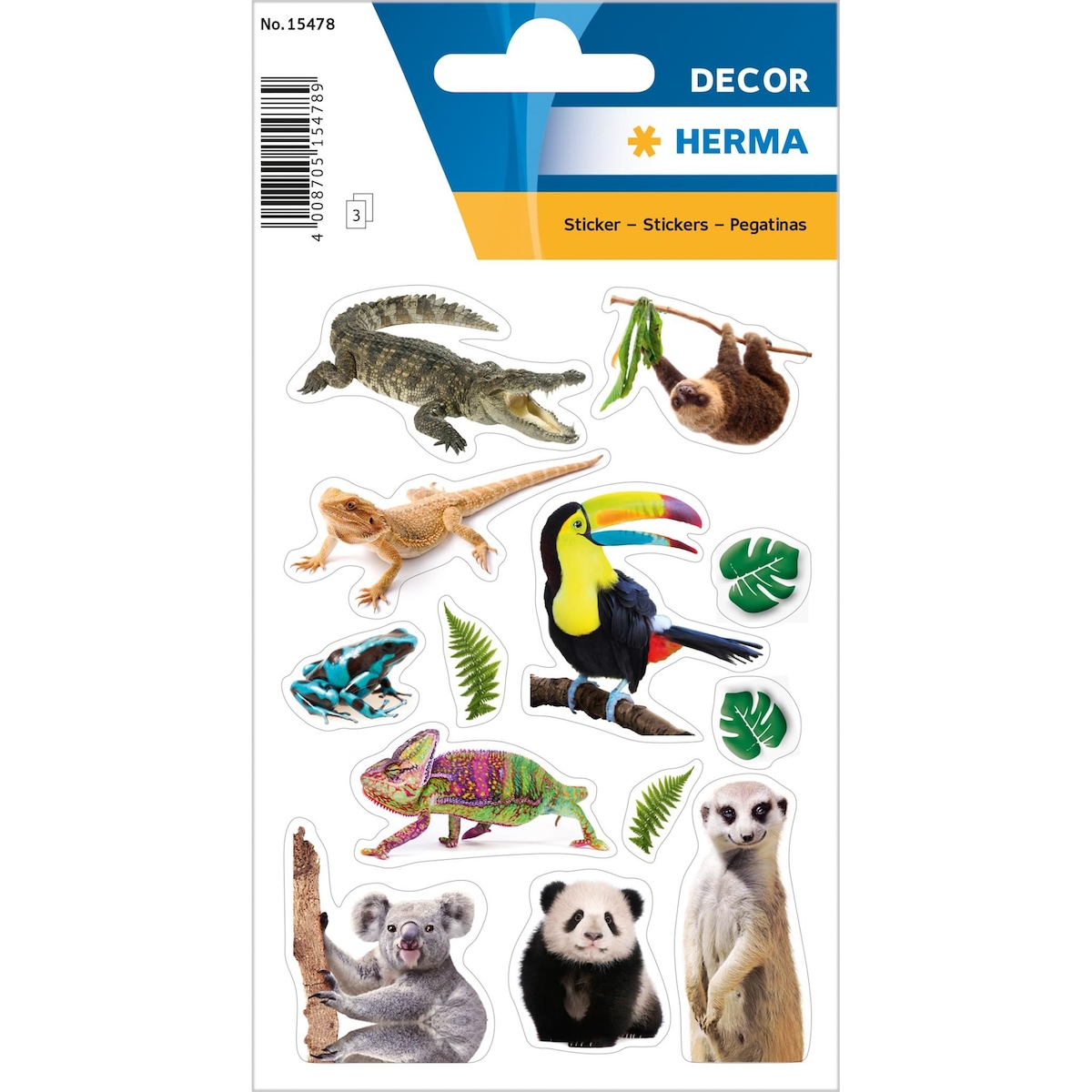 Herma Sticker DECOR Tiere Exotische Tiere 3 Bl Image