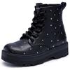 Schnürstiefel SKECHERS "GRAVLEN HI", Kinder, Gr. 27, schwarz, Lederimitat, modisch, Schuhe, Boots mit Nieten, Größenschablone zum Download