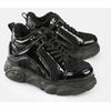 Plateausneaker BUFFALO "CLD CORIN WARM", Damen, Gr. 42, schwarz, Lacklederimitat, Textil, modisch, Schuhe, High Top Sneaker, Schnürboots, Winterboots mit Memory Foam