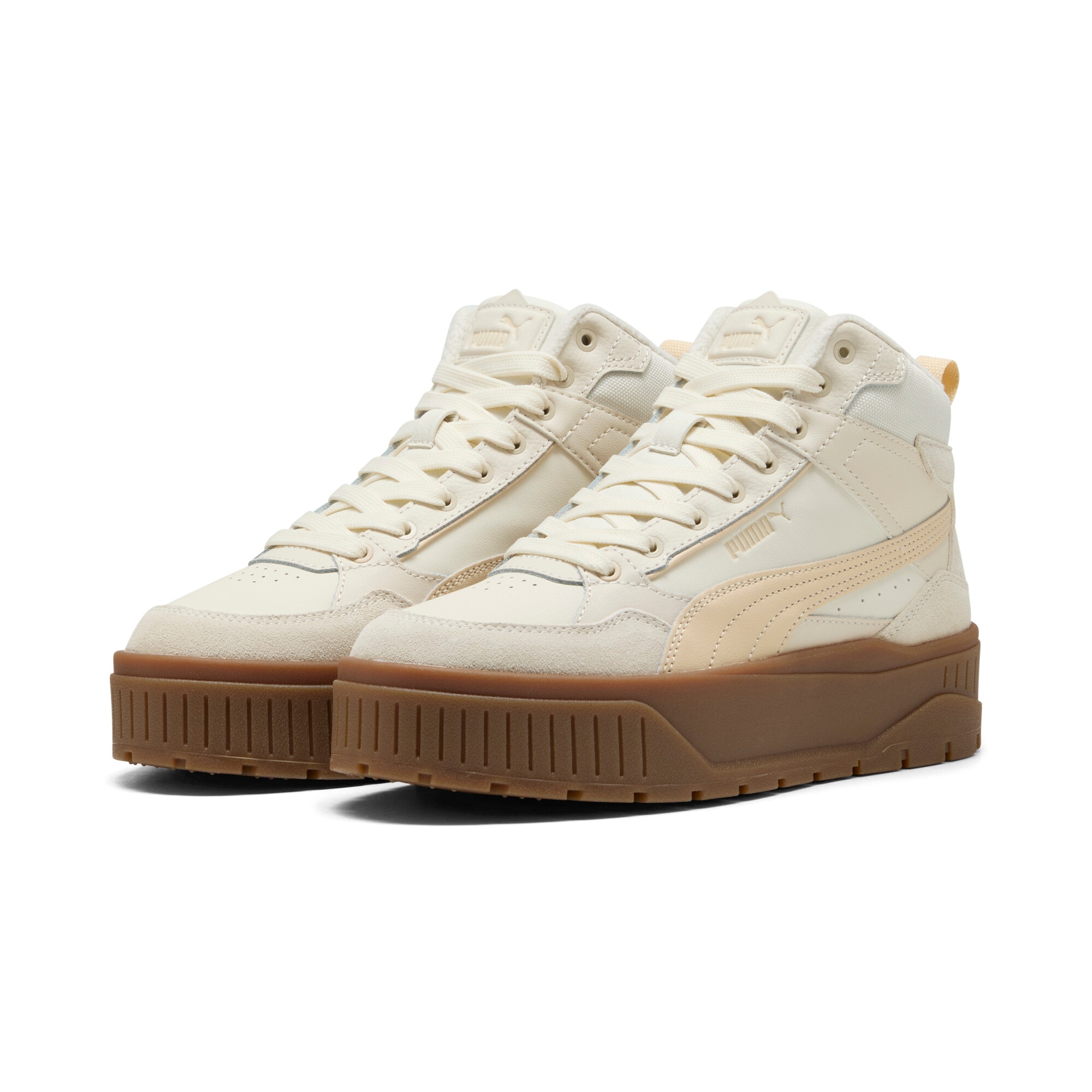 Winterboots PUMA "KARMEN II IDOL MID WTR", Damen, Gr. 39, beige (frosted ivory, canvas), Leder, Sportlich, Schuhe