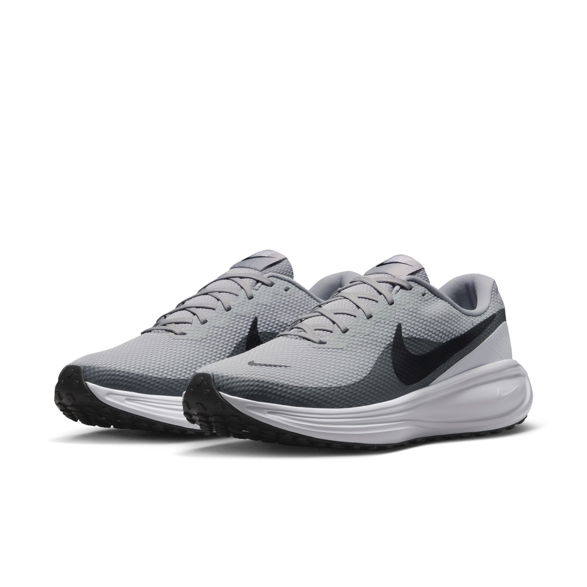 Laufschuh NIKE "NIKE REVOLUTION 8", Gr. 43, lt smoke grau, schwarz, smoke grau, weiß, Synthetik, Textil, Sportlich, Schuhe