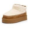 Winterboots ARA "ALASKA", Damen, Gr. 38, braun (cognac, creme), Veloursleder, Lammfell, modisch, Schuhe, Schlupfboots, Plateauboots in Komfortweite H (= sehr weit)