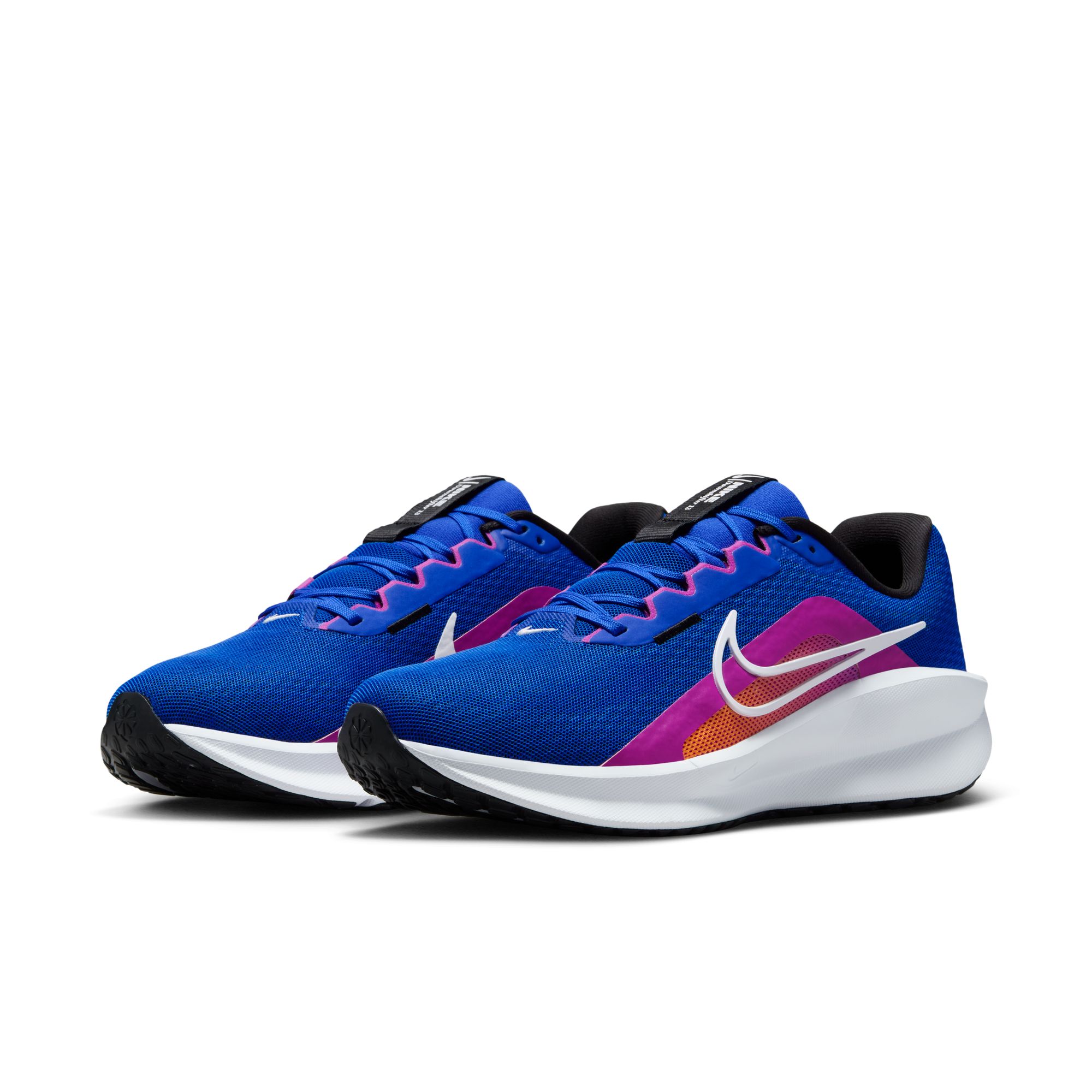 Laufschuh NIKE "DOWNSHIFTER 13", Gr. 45,5, weiß (racer blau, weiß, hyper violet), Textil, Sportlich, Schuhe