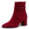 Stiefelette TAMARIS, Damen, Gr. 36, rot, Ziegenveloursleder, unifarben, elegant, Schuhe, Blockabsatz, Businessschuh, Abendschuh mit Touch it-Ausstattung