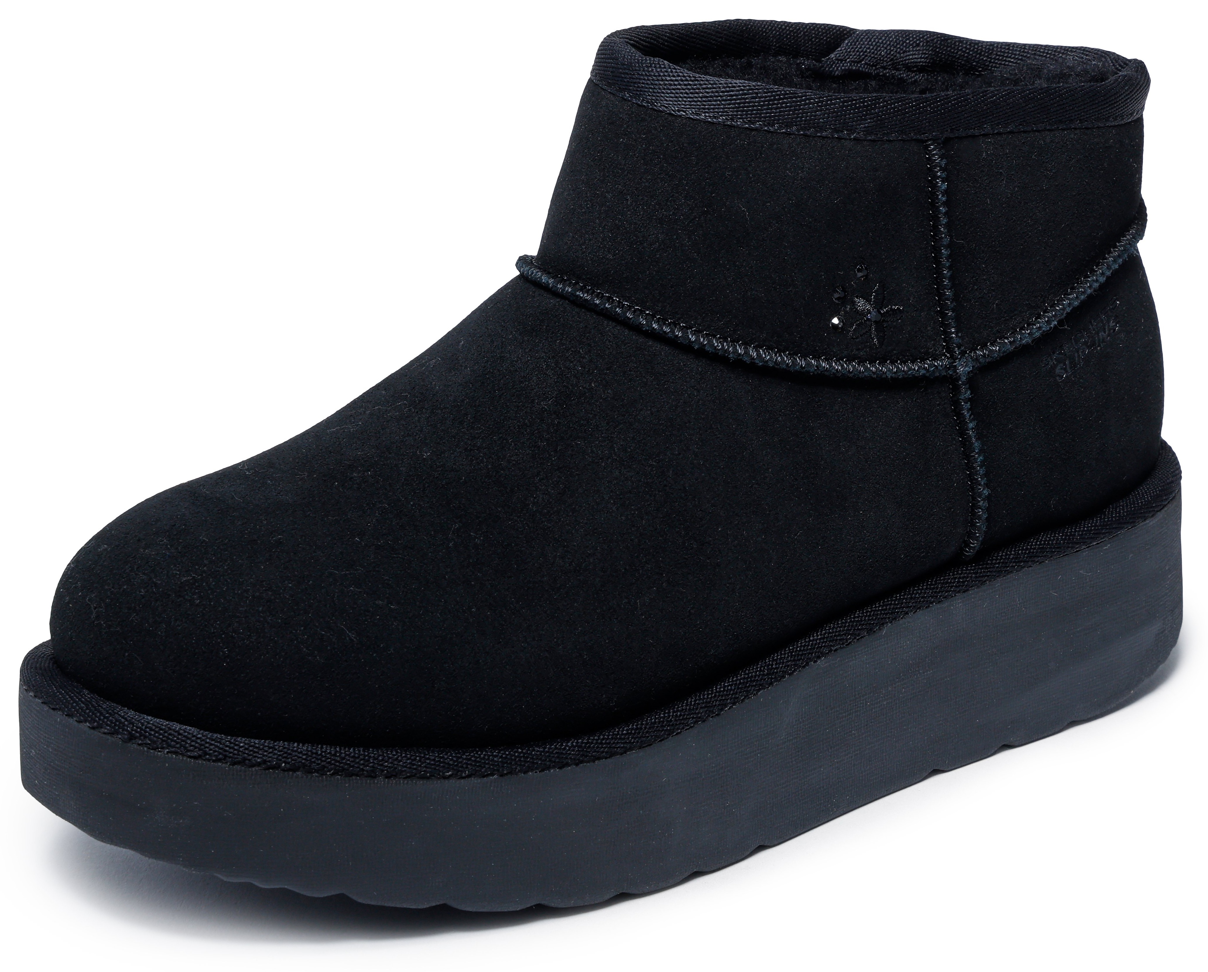 Winterboots SKECHERS "KEEP COZY", Damen, Gr. 38, schwarz, uni, Veloursleder, Schuhe Winterboots, Snowboots, Schlupfstiefel mit Plateausohle
