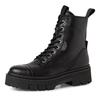 Schnürstiefelette TAMARIS, Damen, Gr. 37, schwarz, Leder, modisch, Schuhe, Blockabsatz, Plateau, Schnürboots mit T-Prägung am Label
