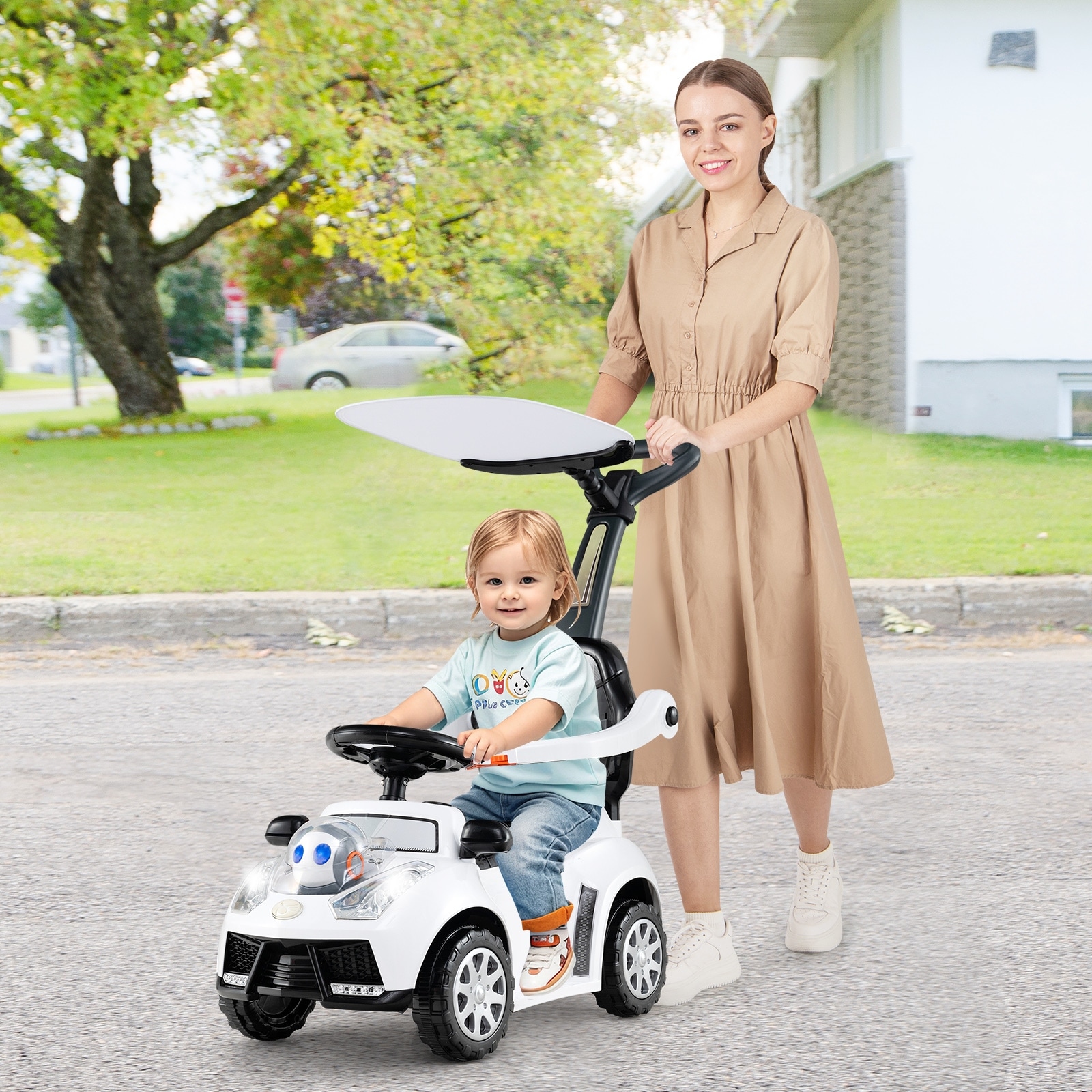 Baby Walking Car with Interactive Lights Horn Sounds and Storage Compartment for Toddlers - 38