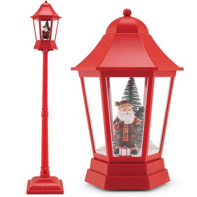 Costway 5.3 Feet Musical Christmas Street Lamp with 60 Warm White LED Lights-Red
